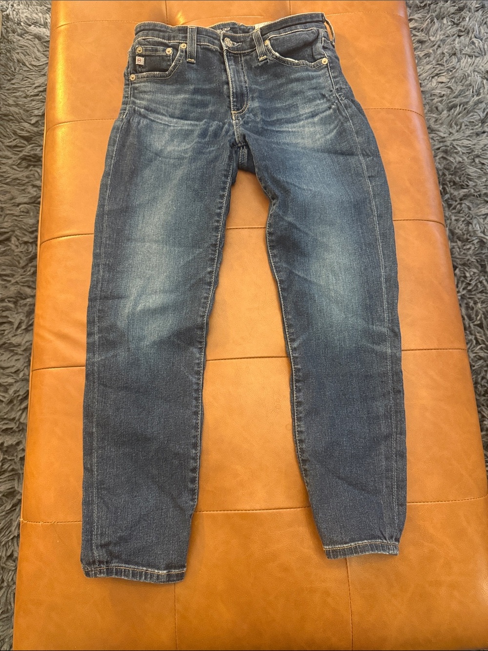 Ag Adriano Goldschmied Slim Ankle Cropped Faded Blue Jeans